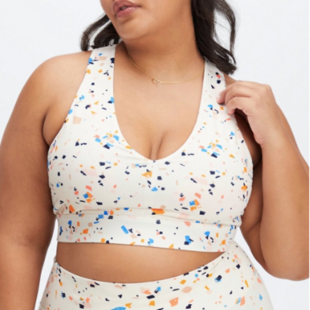 On-The-Go Midi Medium Impact Sports Bra - XXL, terrazzo print